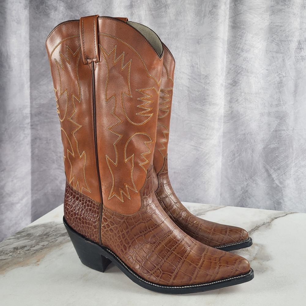 Bronco 7L Siete Leguas Crocodile Print Cowboy Boots Women's 11 Brown
